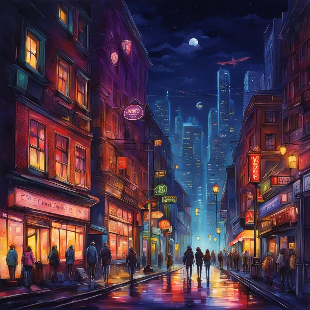 Nightlife in the city - AI Generated Artwork - NightCafe Creator