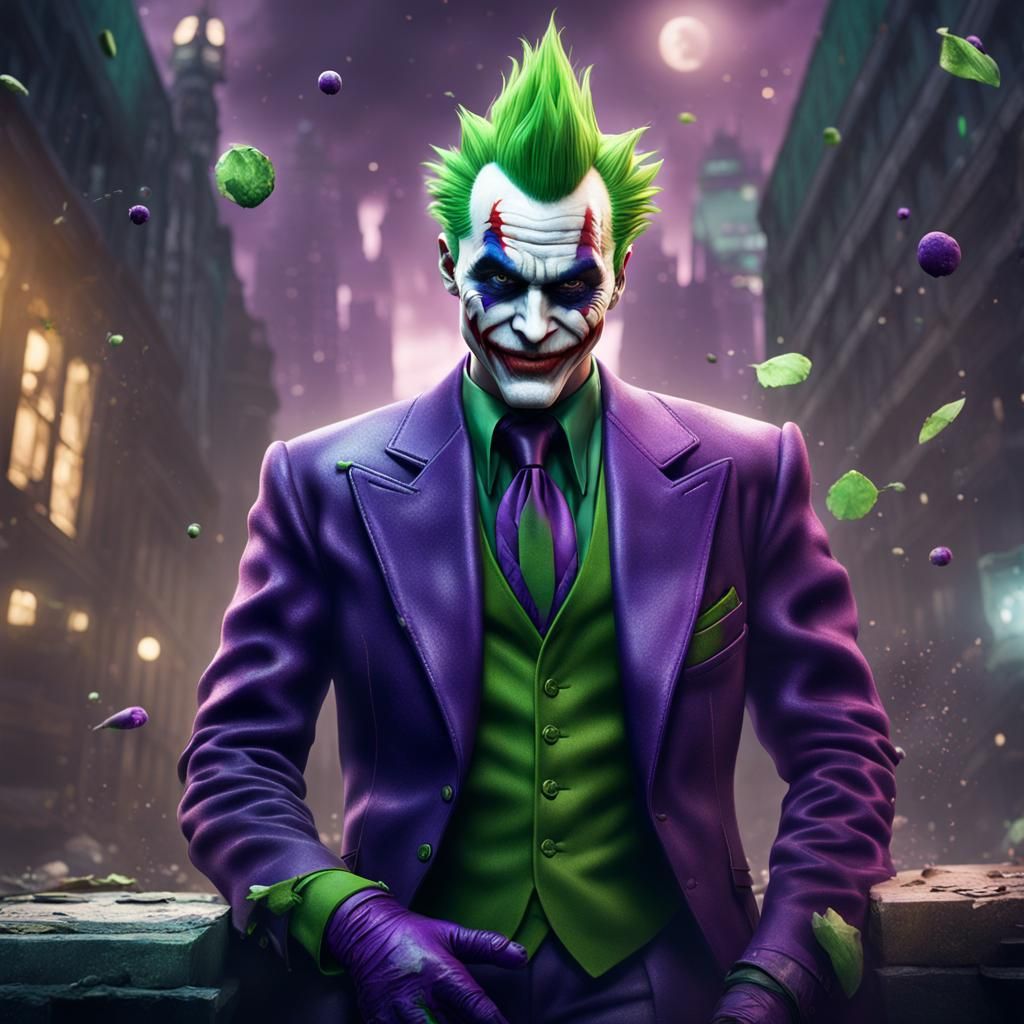 The joker with a purple and green mohawk - AI Generated Artwork ...