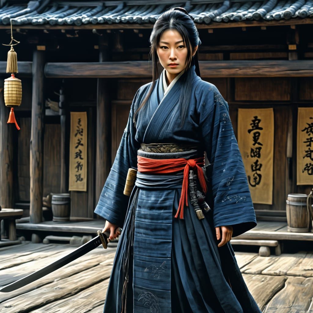 Standing with katana
