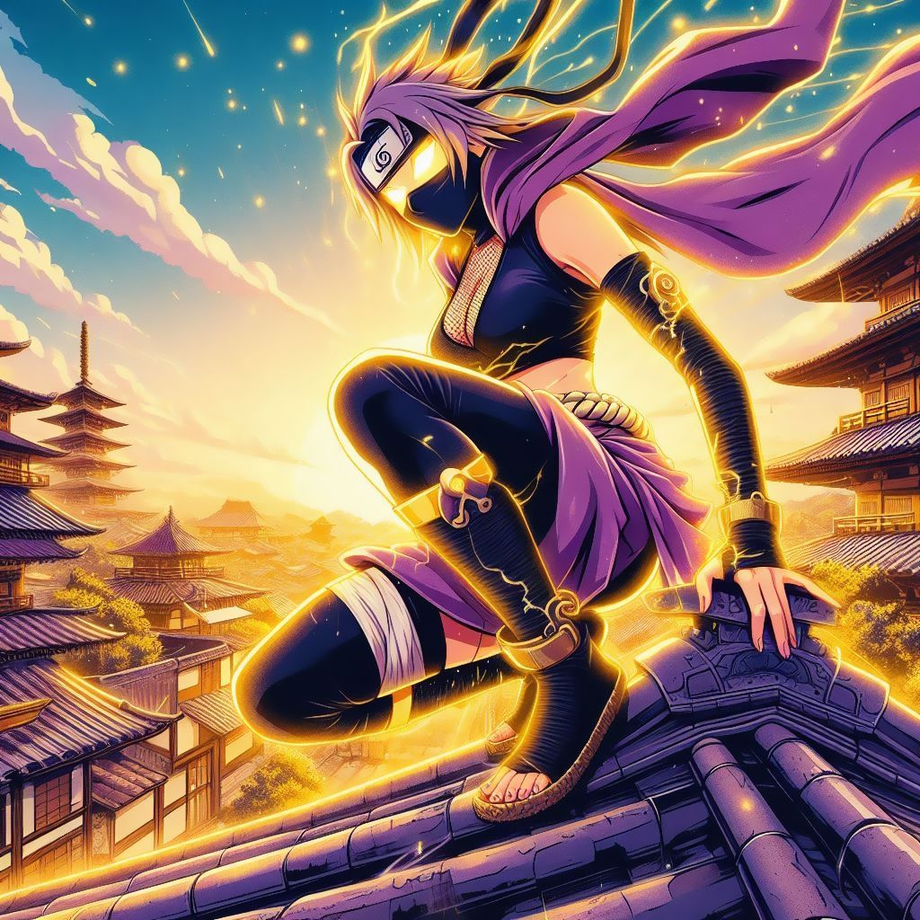 Shonen-nin on a village roof