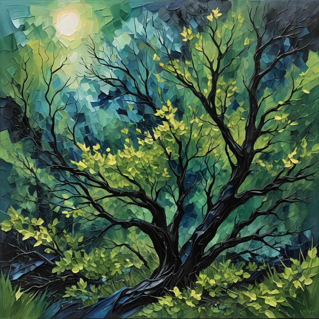 A painting that visually represents the devastating impact o...