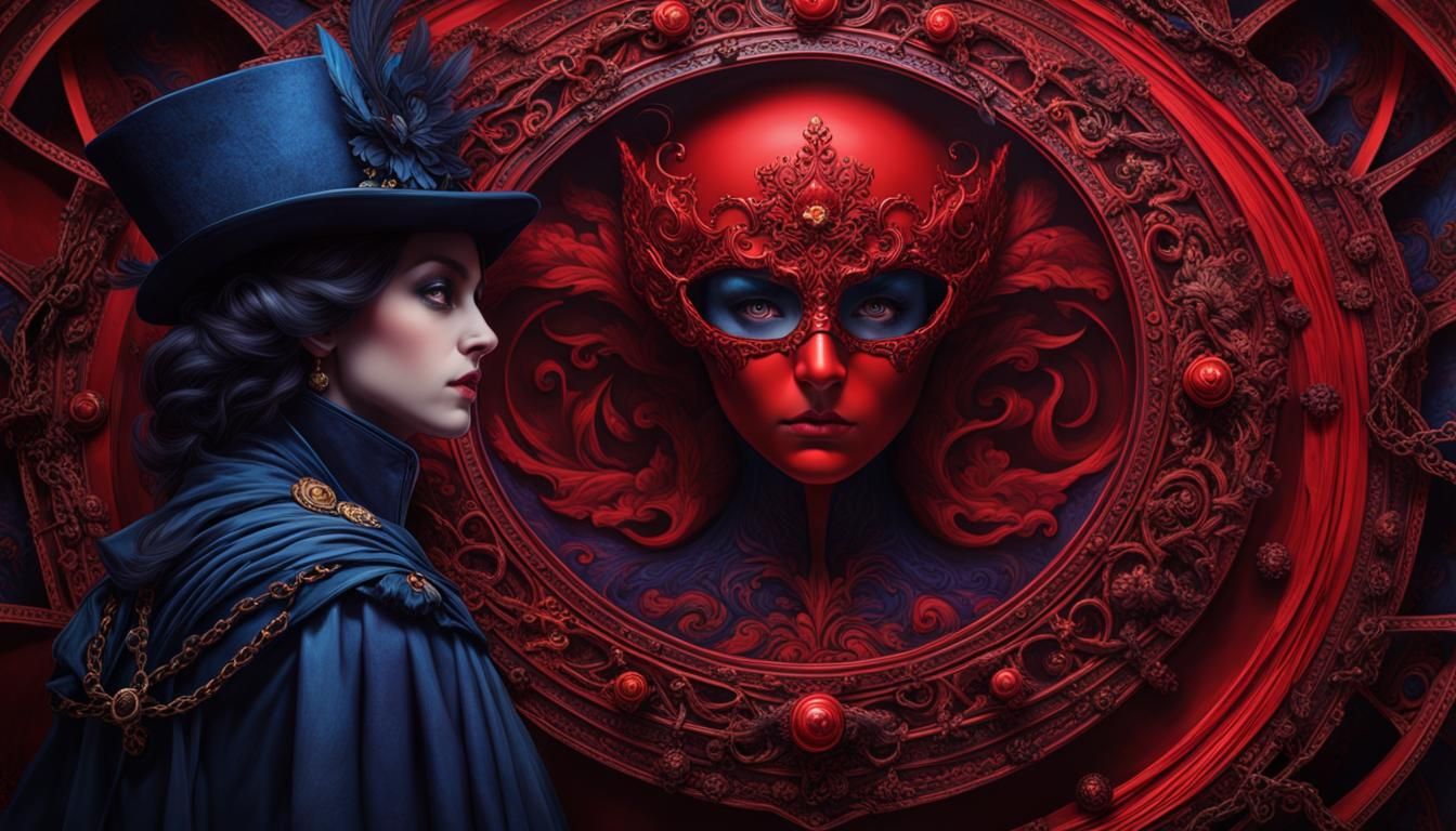 Edgar Alan Poe the masque of the red death, crimson/indigo c...