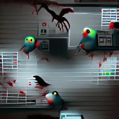 Birds playing horror games