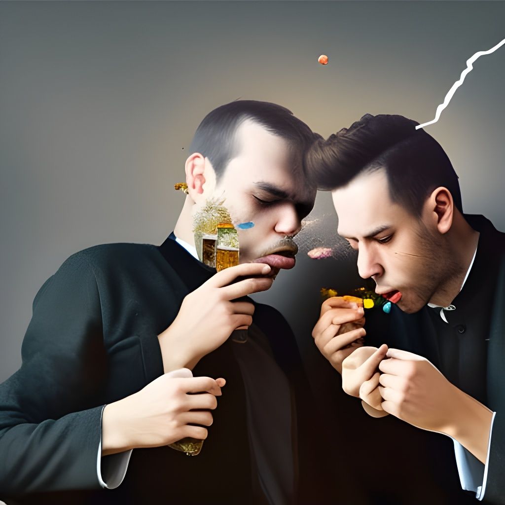 Three men wearing corderoy get drunk and smoke spice.