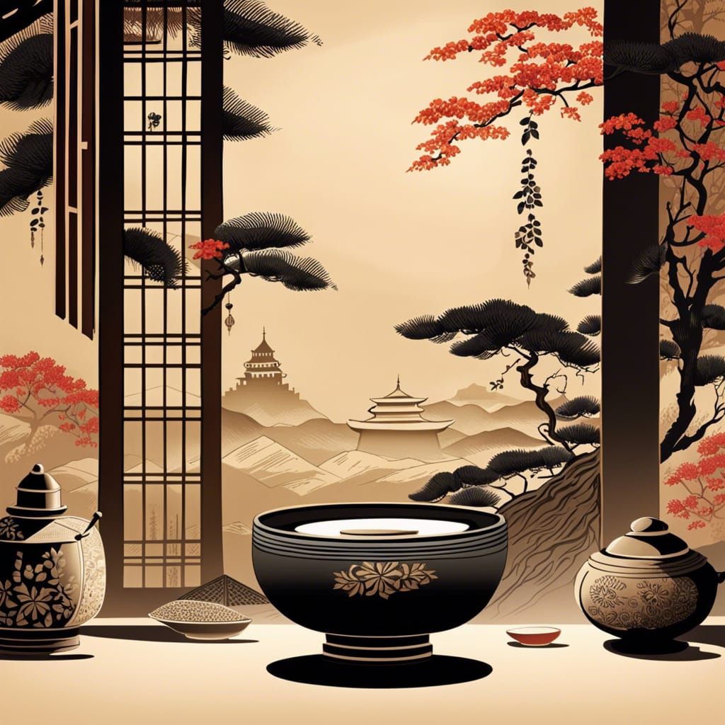 "Ukiyo-e flying and dancing as in LSD trip, opium Dreams, Japanese calligraphy inked, oriental neoprimitive style, hyperdetailed beautiful m...