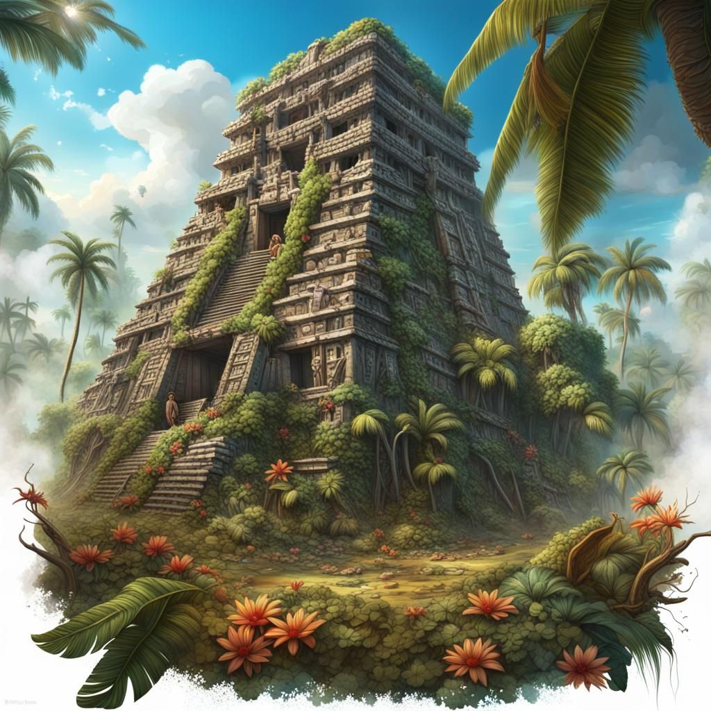 A crumbled, ancient Mexican Mayan temple - AI Generated Artwork ...