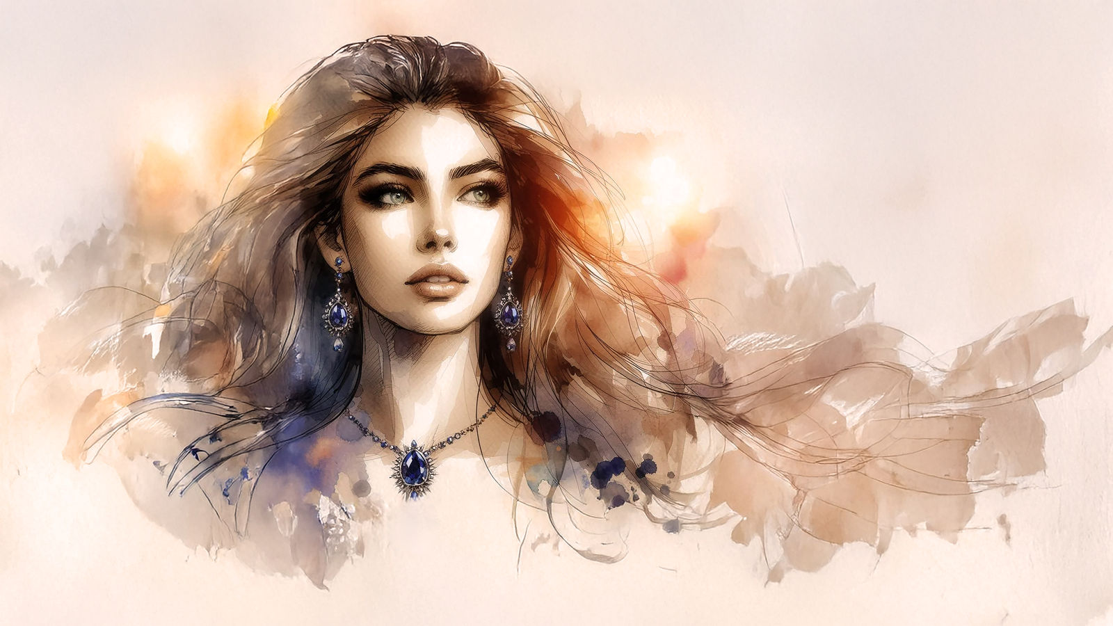 girl with saphire earrings