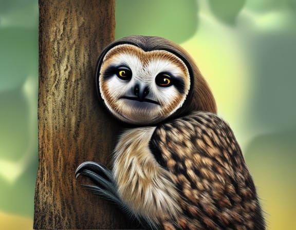 Sloth Owl - AI Generated Artwork - NightCafe Creator
