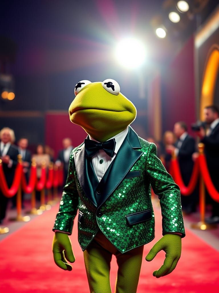 Kermit the Frog the Muppet walking down the red carpet  by @Zepp