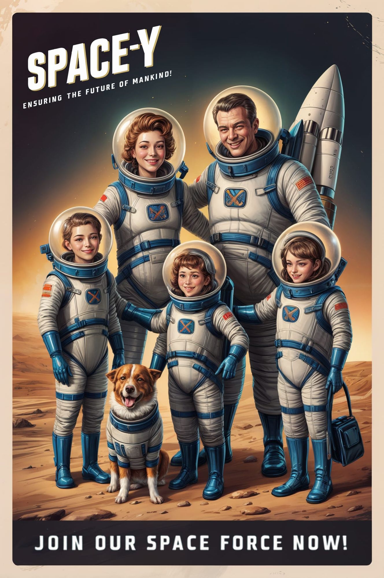 ReCreation of vintage 1940s-inspired propaganda poster to recruit to join the Space Race