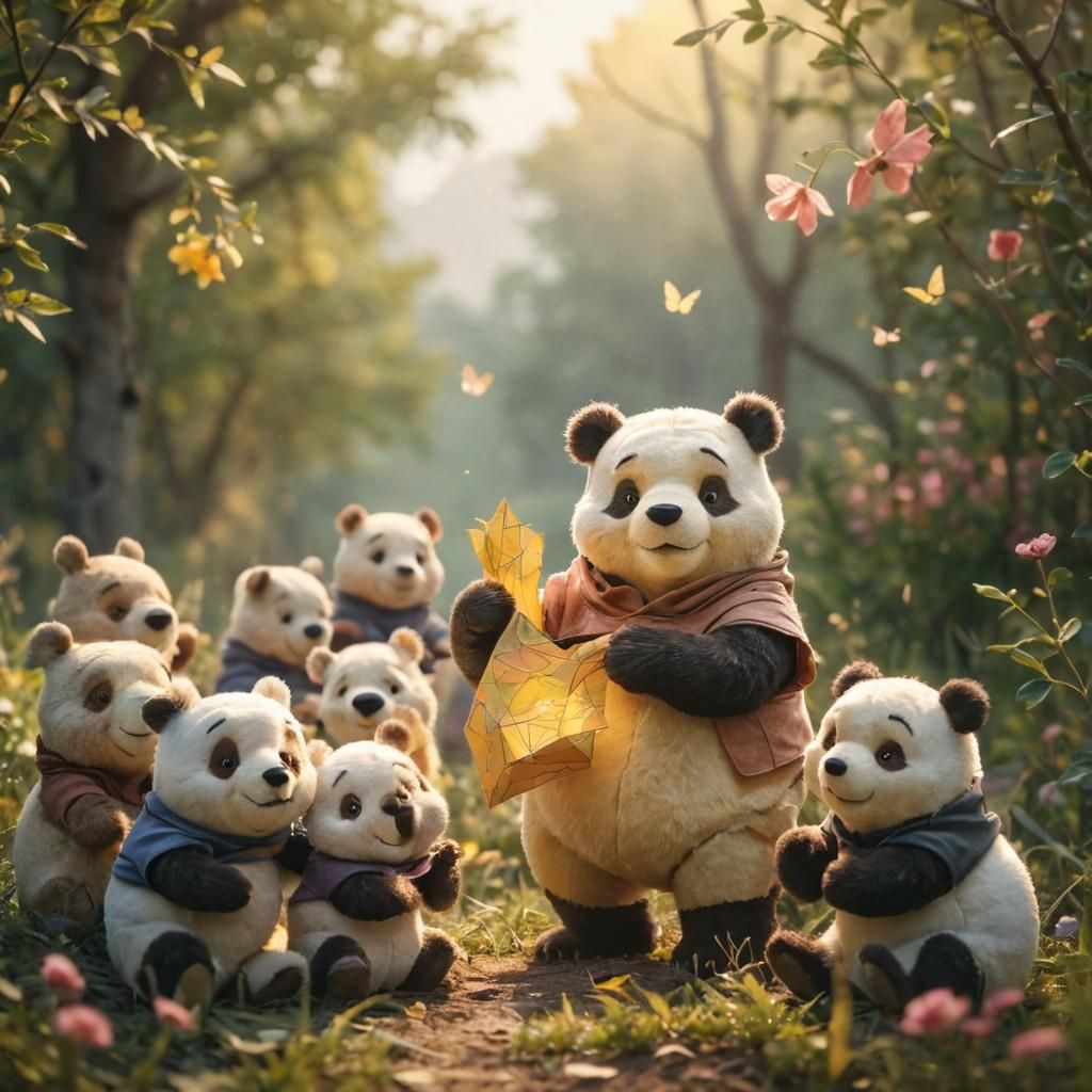 Pooh and Friends in Paper Craft Meadow