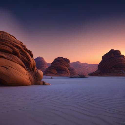 landscape desert dusk starry sky