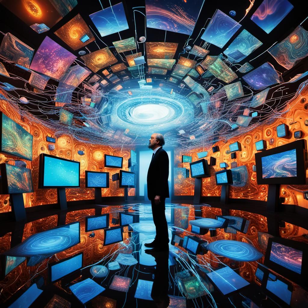 Surreal Digital Portrait of Kevin Kelly in AR Vortex