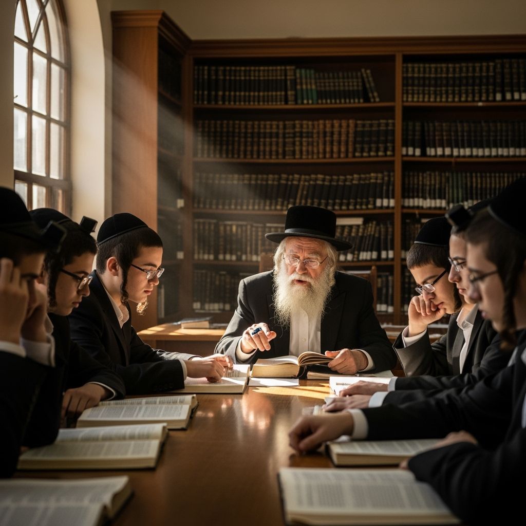 Lithuanian Rabbi Teaching Talmud in Yeshiva