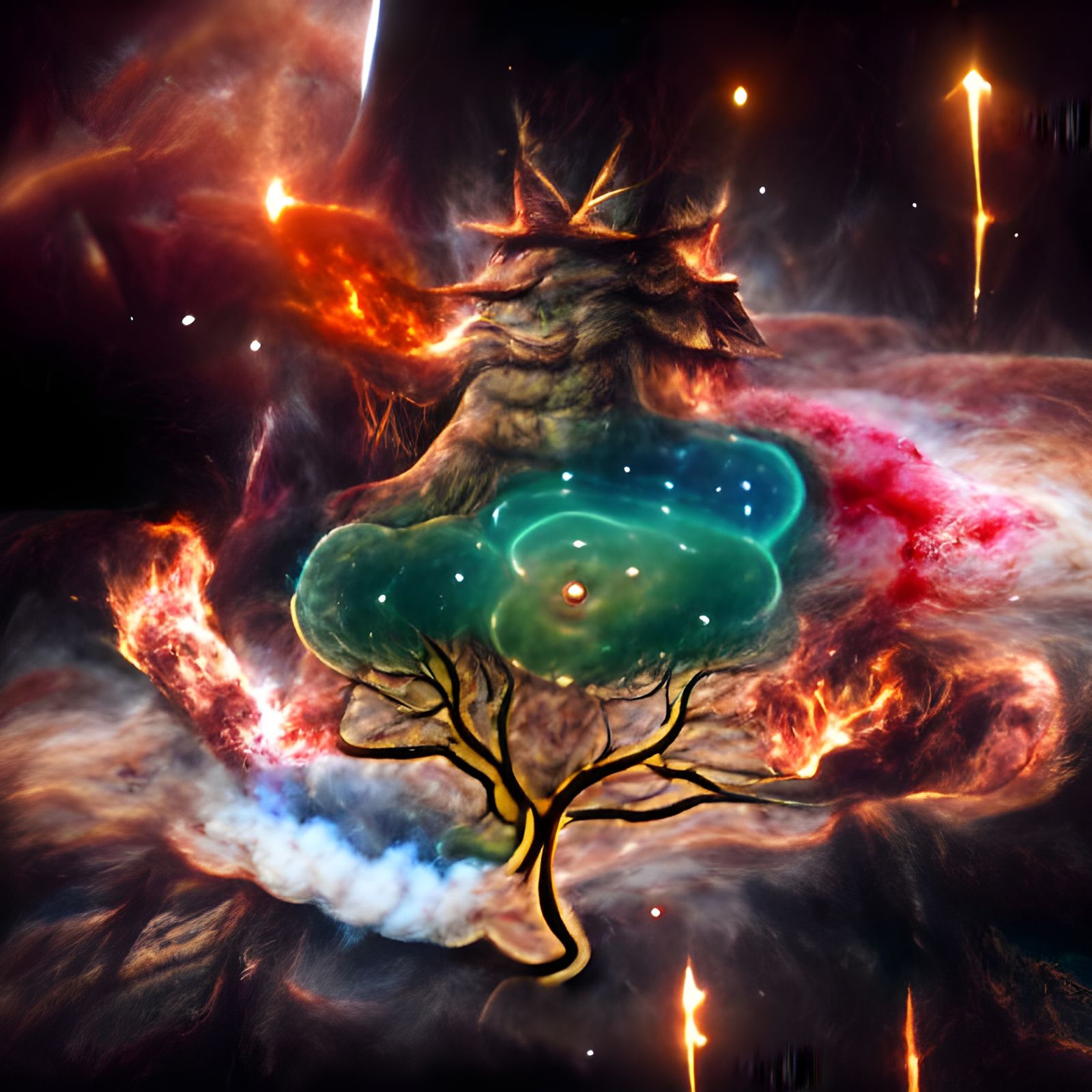 Yggdrasil shapes the nebulas into a cosmic eruption of nonse...