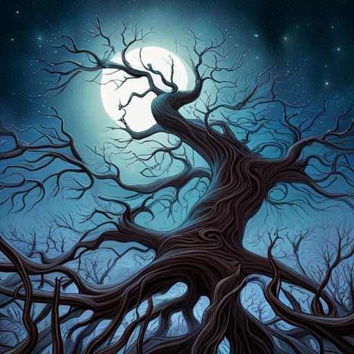 Surreal Tree with Musical Branches in Neo-Impressionism Styl...