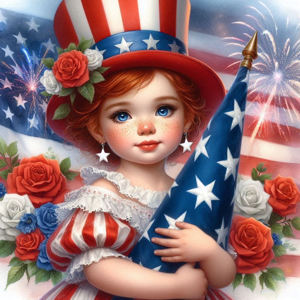 Lil Miss America loves her flag