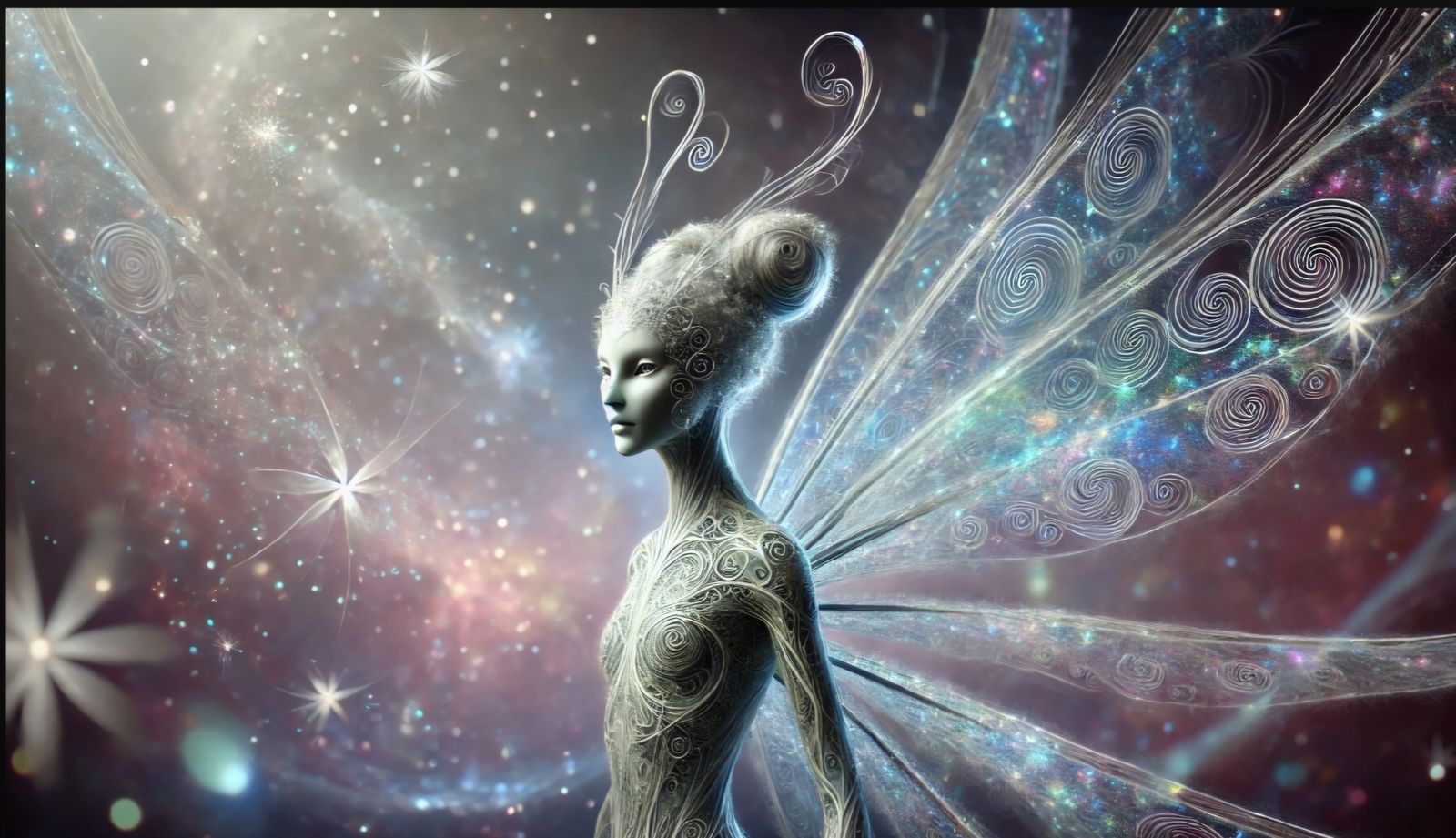 "Celestial Alien Fairy in Ethereal Glow"