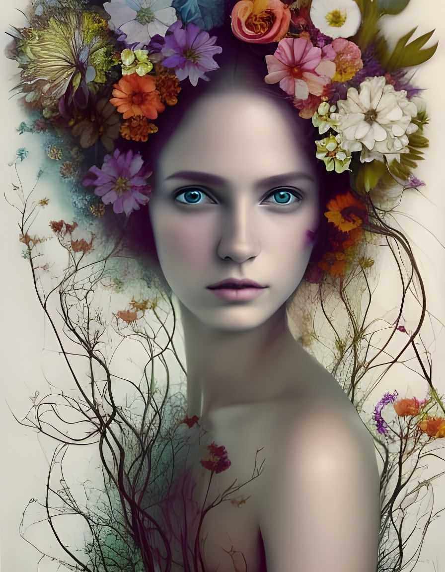 Drowning in Flowers - AI Generated Artwork - NightCafe Creator