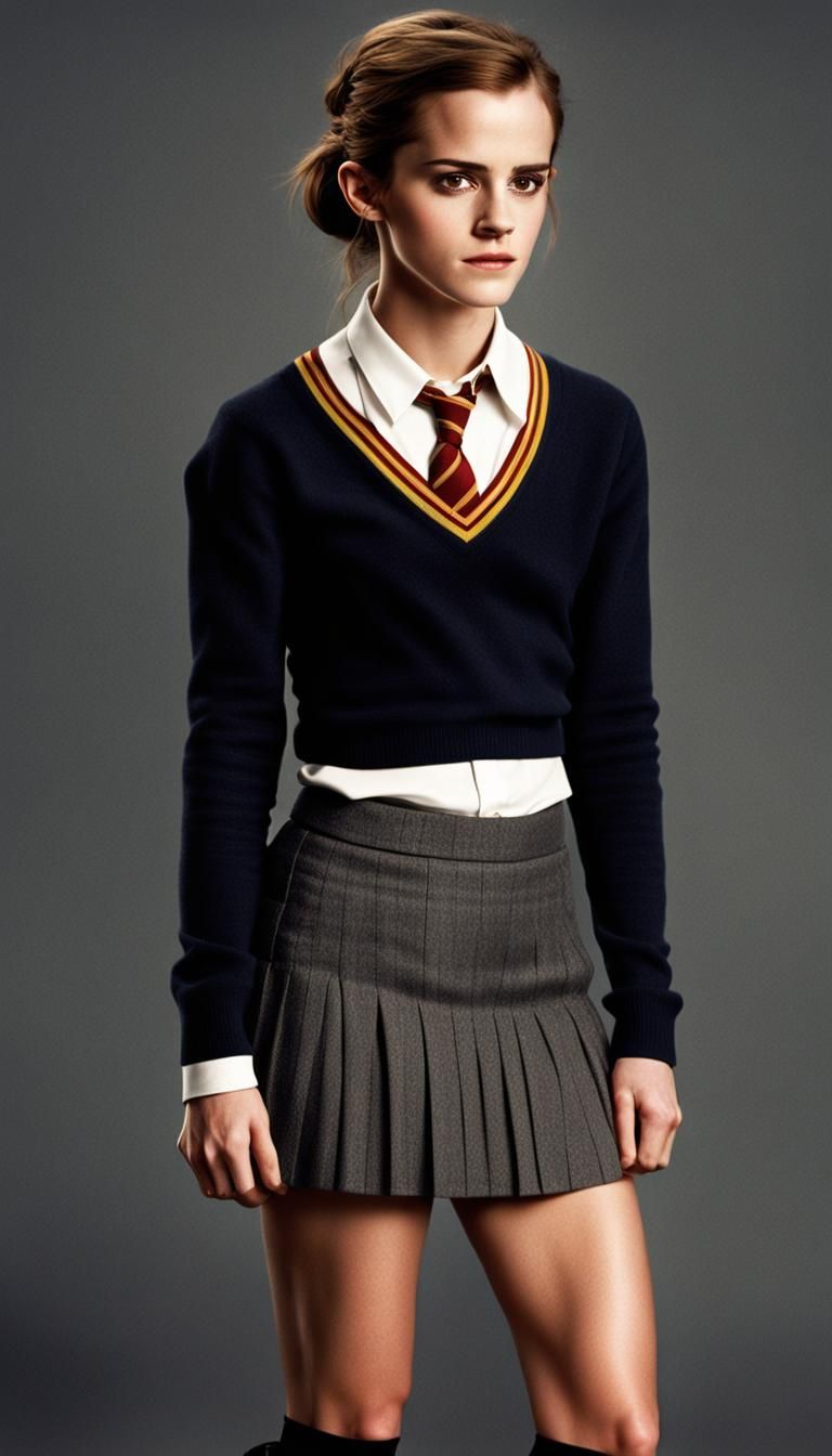 Emma Watson as Hermione Granger with her hair tied in cof and wearing a ...