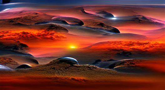 spectacular sunset on alien planet