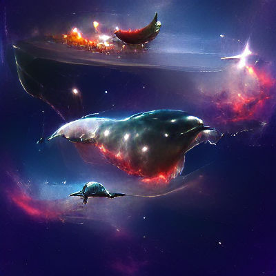 whale floating in space concept art