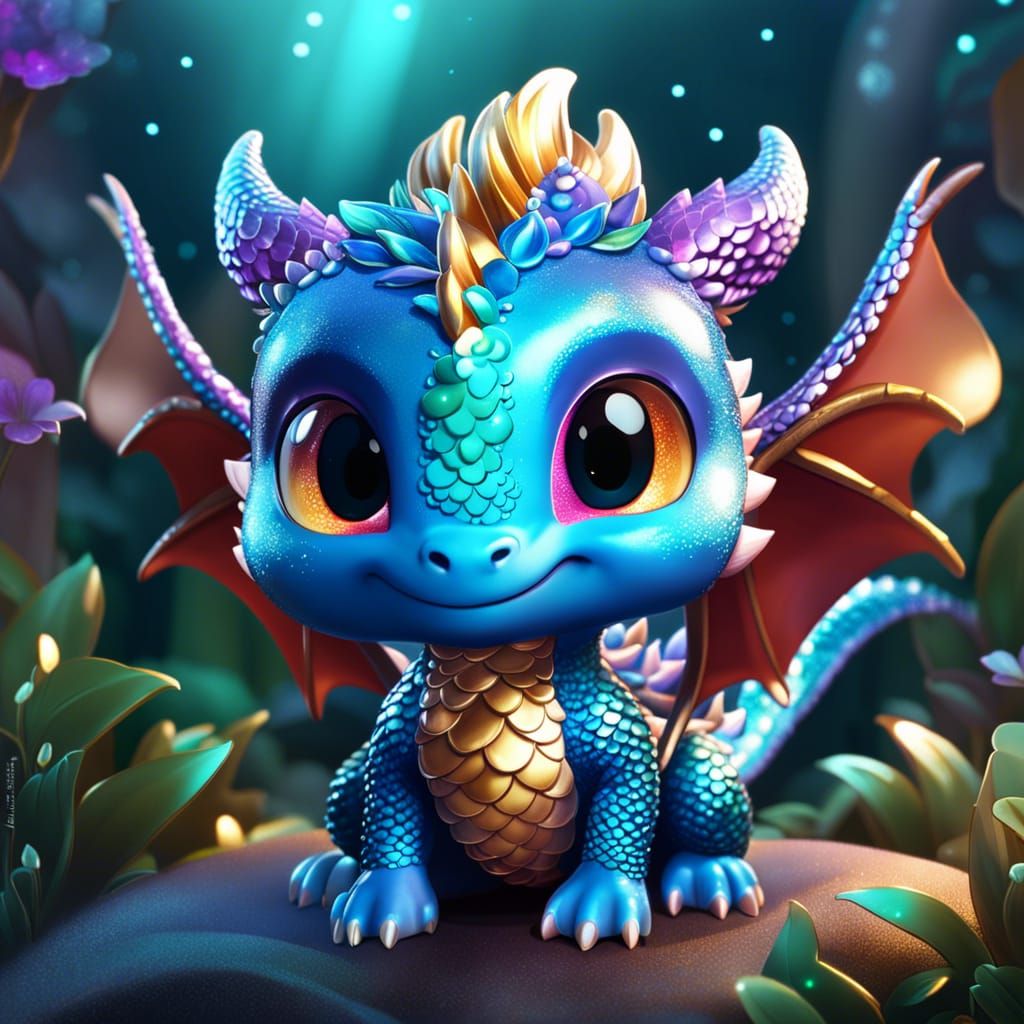 Baby glittering dragon - AI Generated Artwork - NightCafe Creator