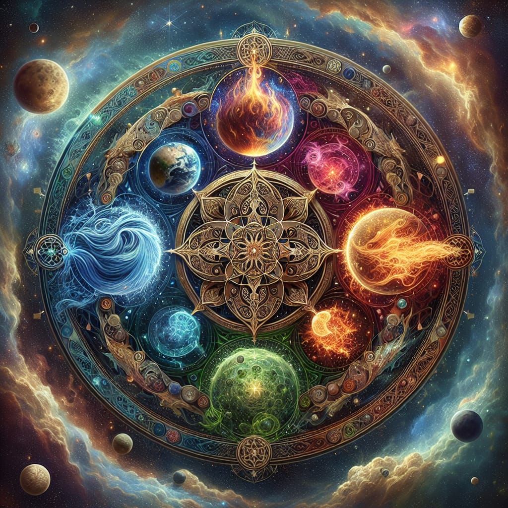Earth,  wind, fire, water ,mandala  by @artEM2022