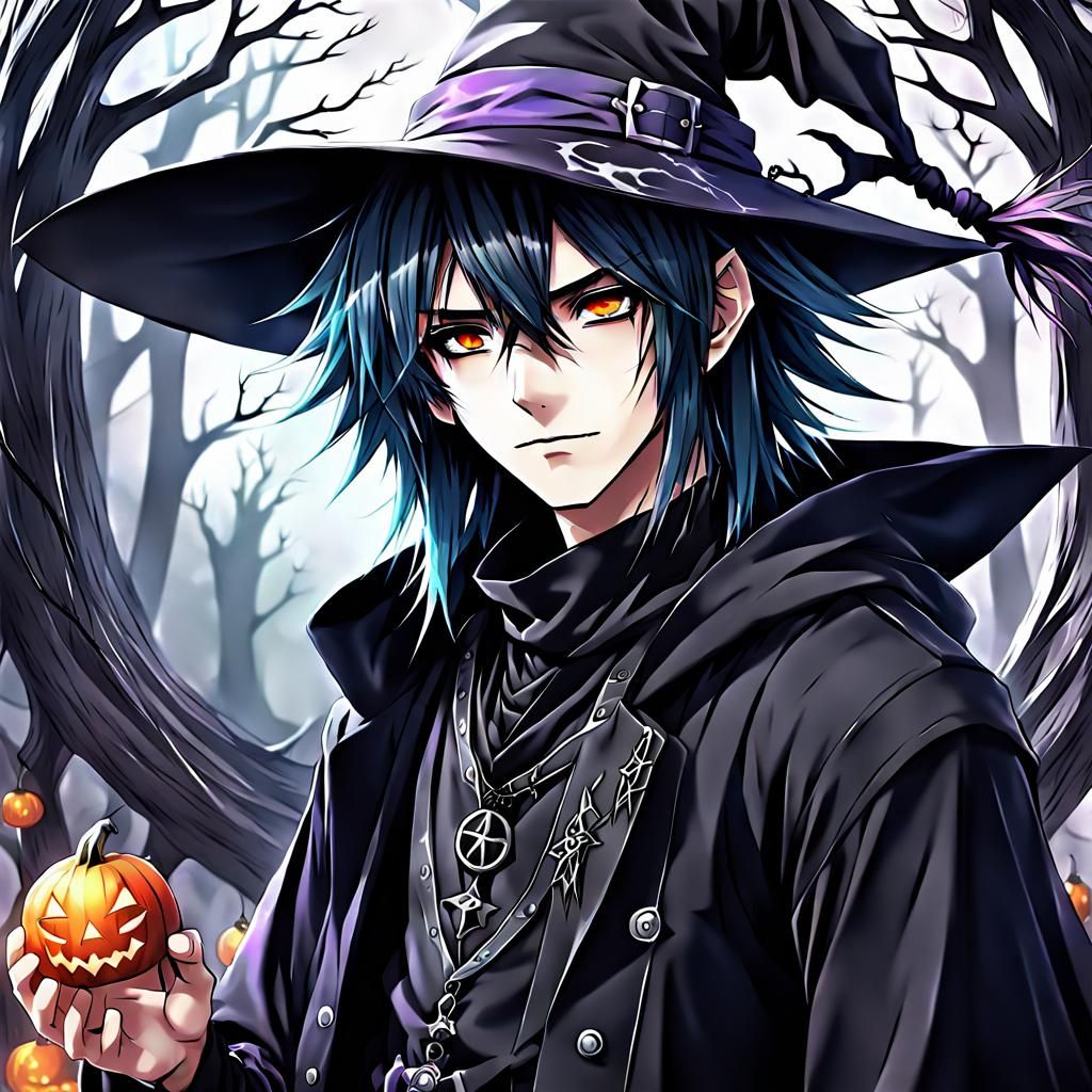 Beautiful anime emo male witch - AI Generated Artwork - NightCafe Creator