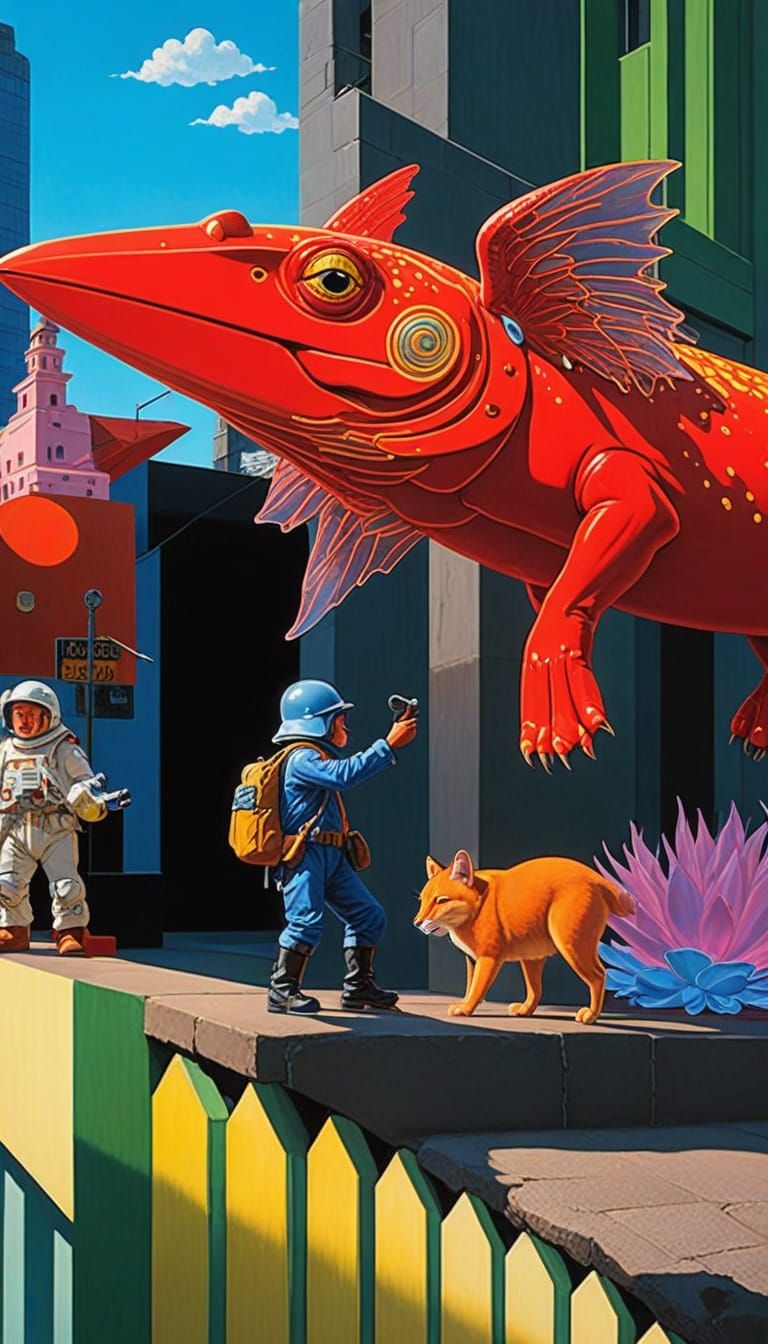 Cop exceeding his 'authority' in trying to Arrest the large Airfish for violating flight rules over his neighborhood...