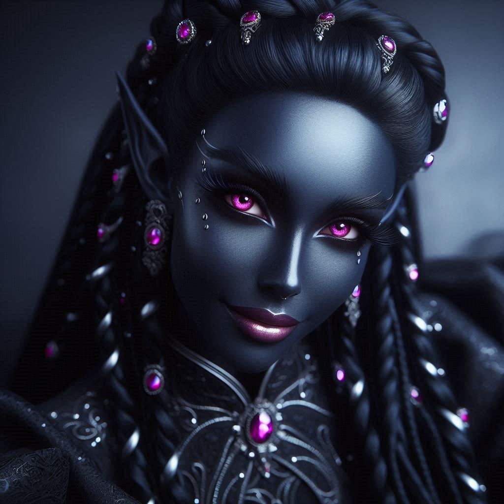 Pink Eyed Drow - AI Generated Artwork - NightCafe Creator