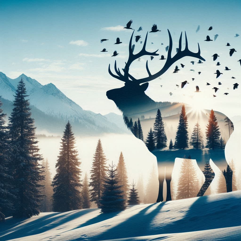 double exposure beautiful fantasy DALL-E 3 portrait landscape..