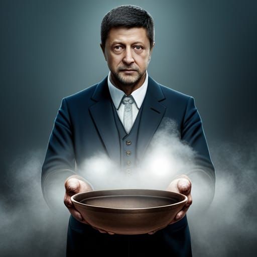 Ukrainian President Zelensky begging for more holding an emp...