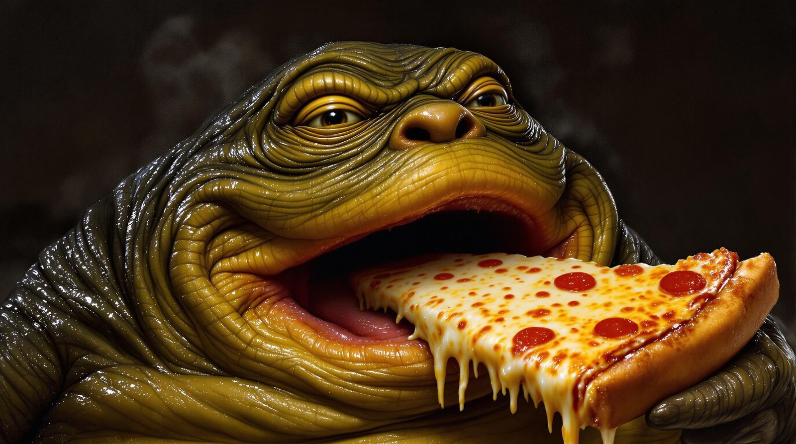 Pizza the Hutt, of course - Jabba the Hutt Enjoying a Slice ...