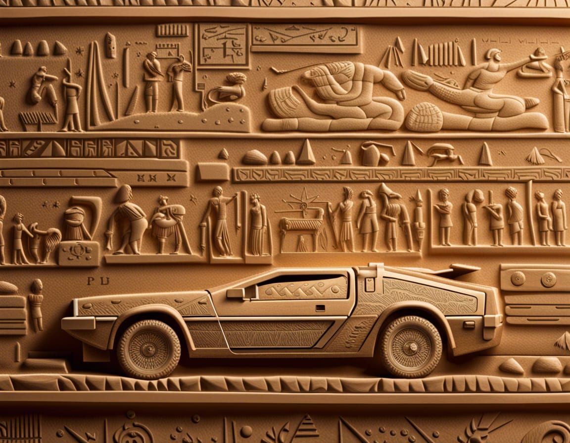 a DeLorean DMC-12 as hyeroglyphs   by @Didier B