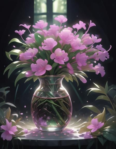  <lora:Fatato:1.0> Lavenders in a glass vase