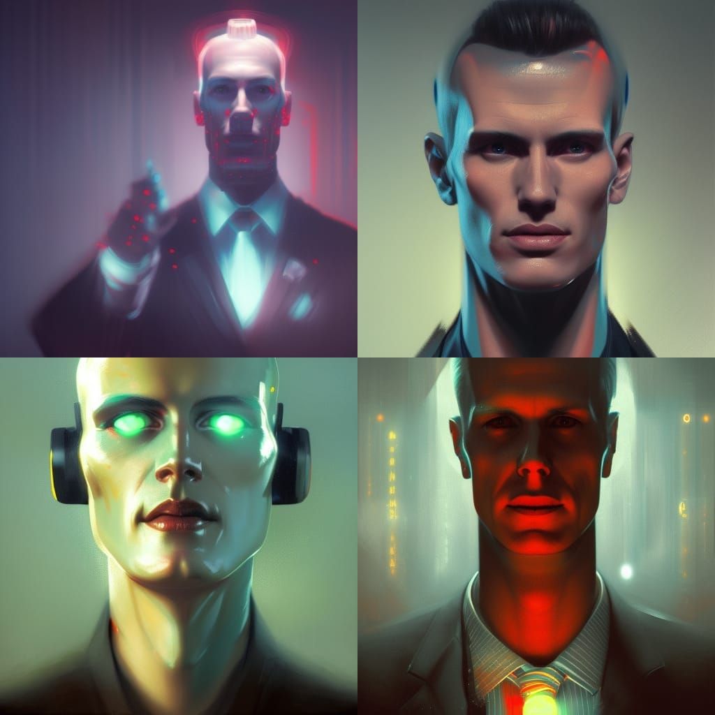 artificial intelligence, virtual person, portrait, max headroom, a ...