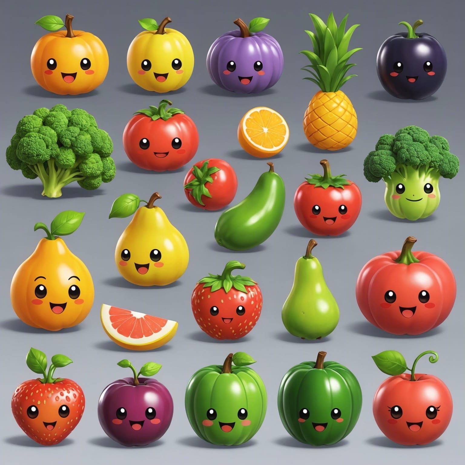 Chibi Fruits & Vegetables - AI Generated Artwork - NightCafe Creator