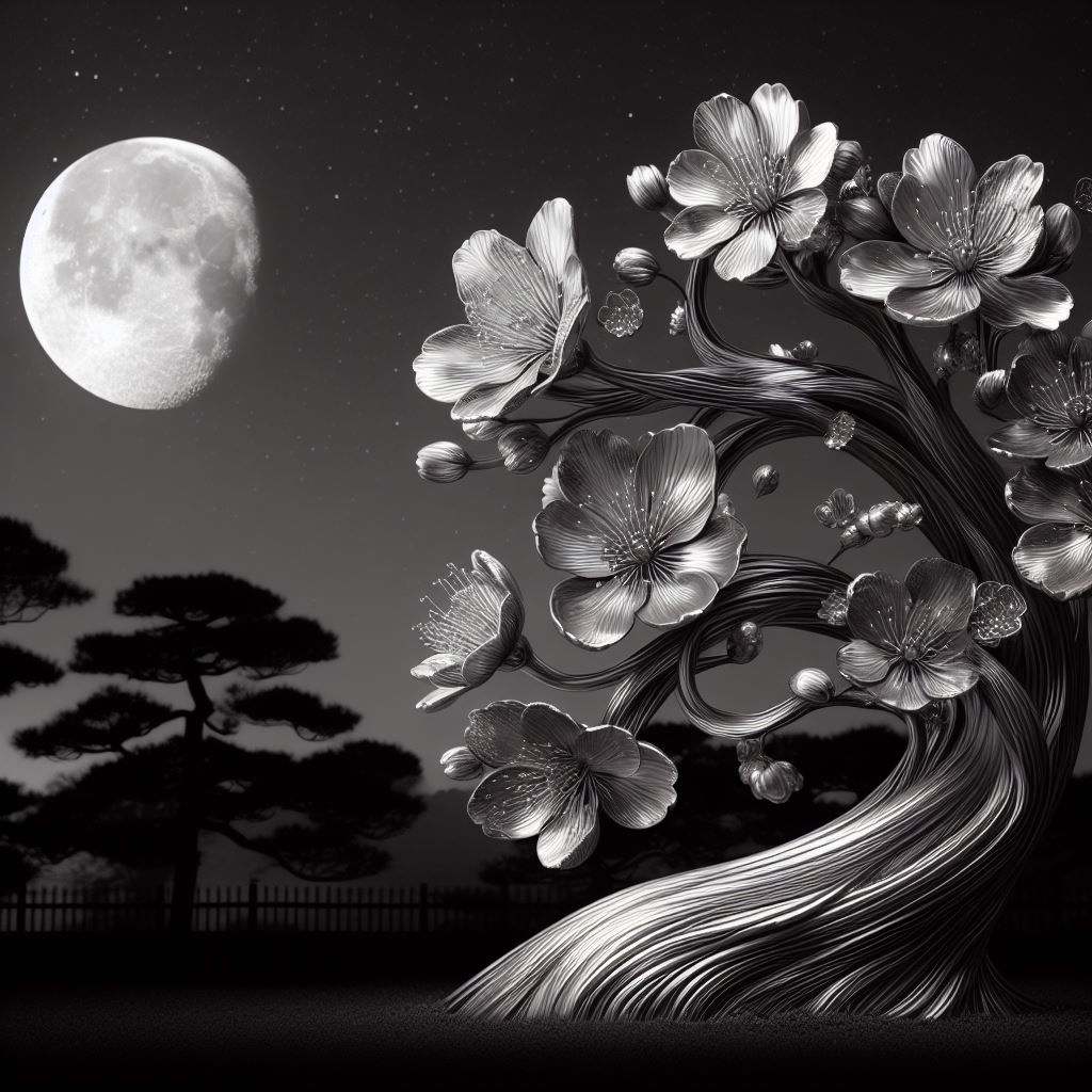 Metal Flowers in the night