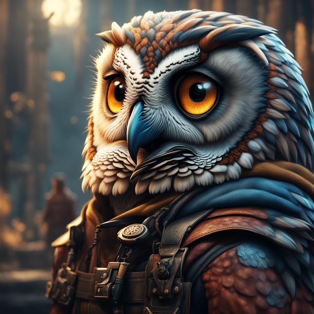 Boy and Owl: Detailed Fantasy Concept Art
