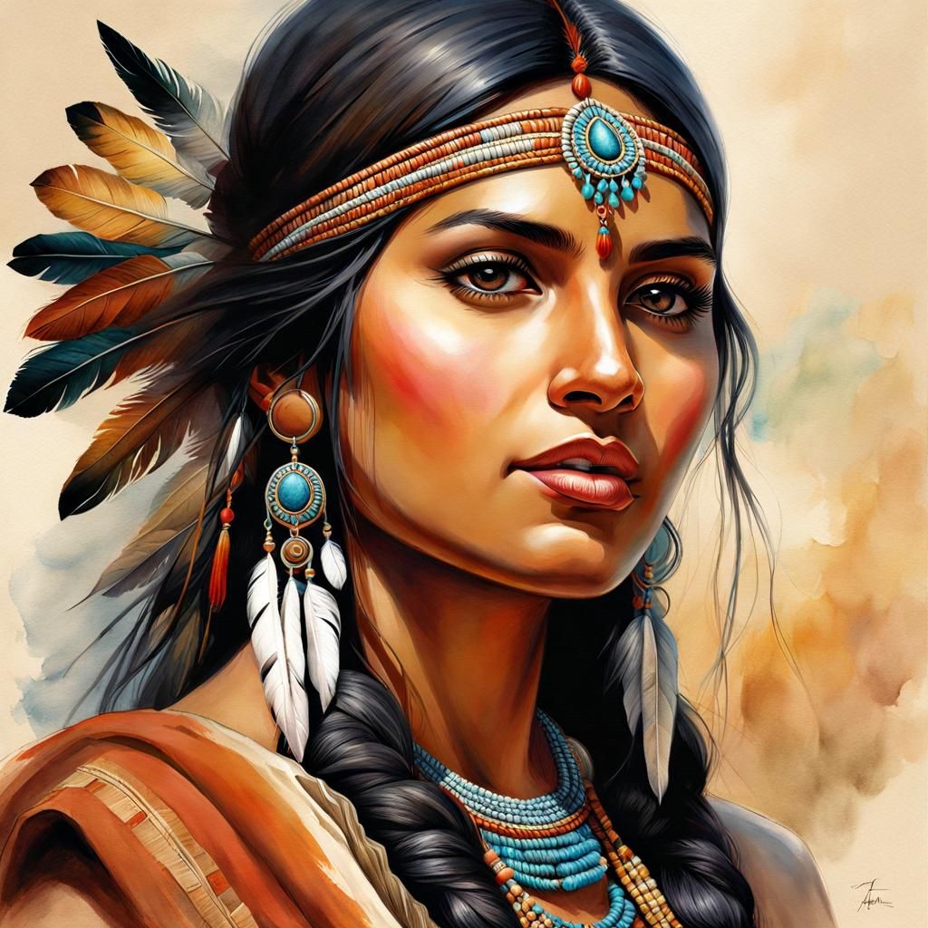 6 pictures (1/6) Pretty Women American Indian - AI Generated Artwork ...