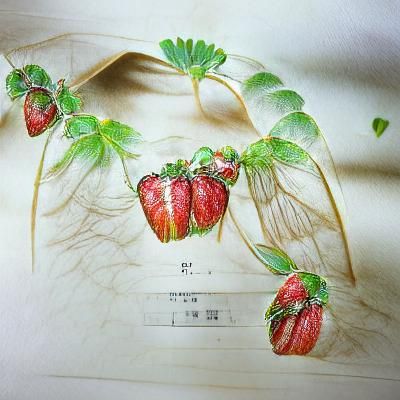 most beautiful strawberries botanical drawing style