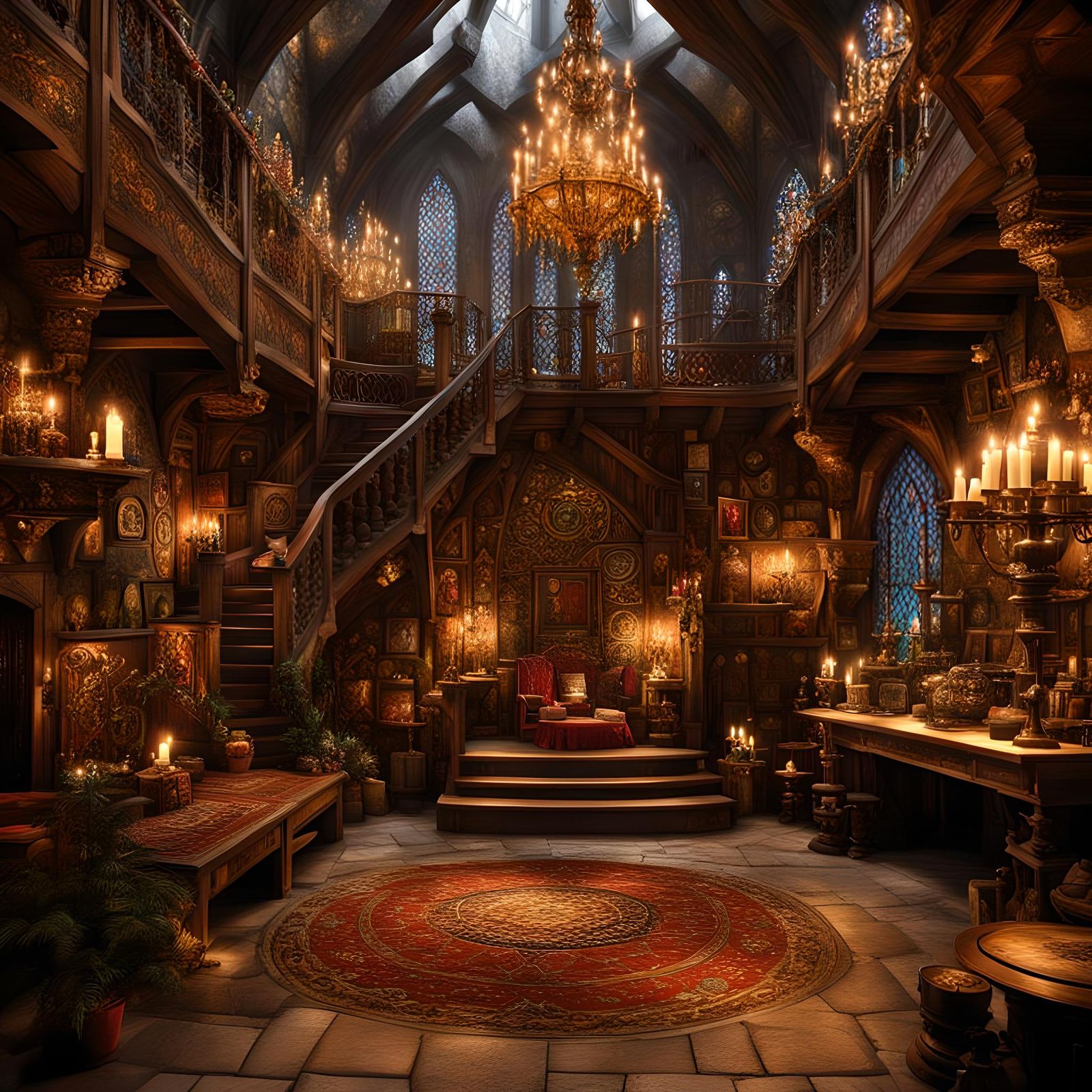 Medieval lair elaborate gaudy beautiful