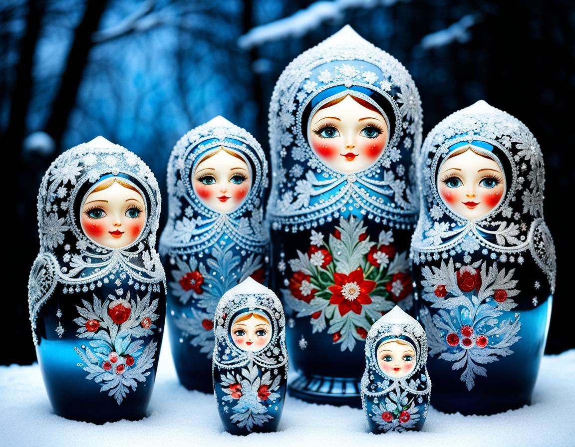 Crystal and ice Matryoshka doll set