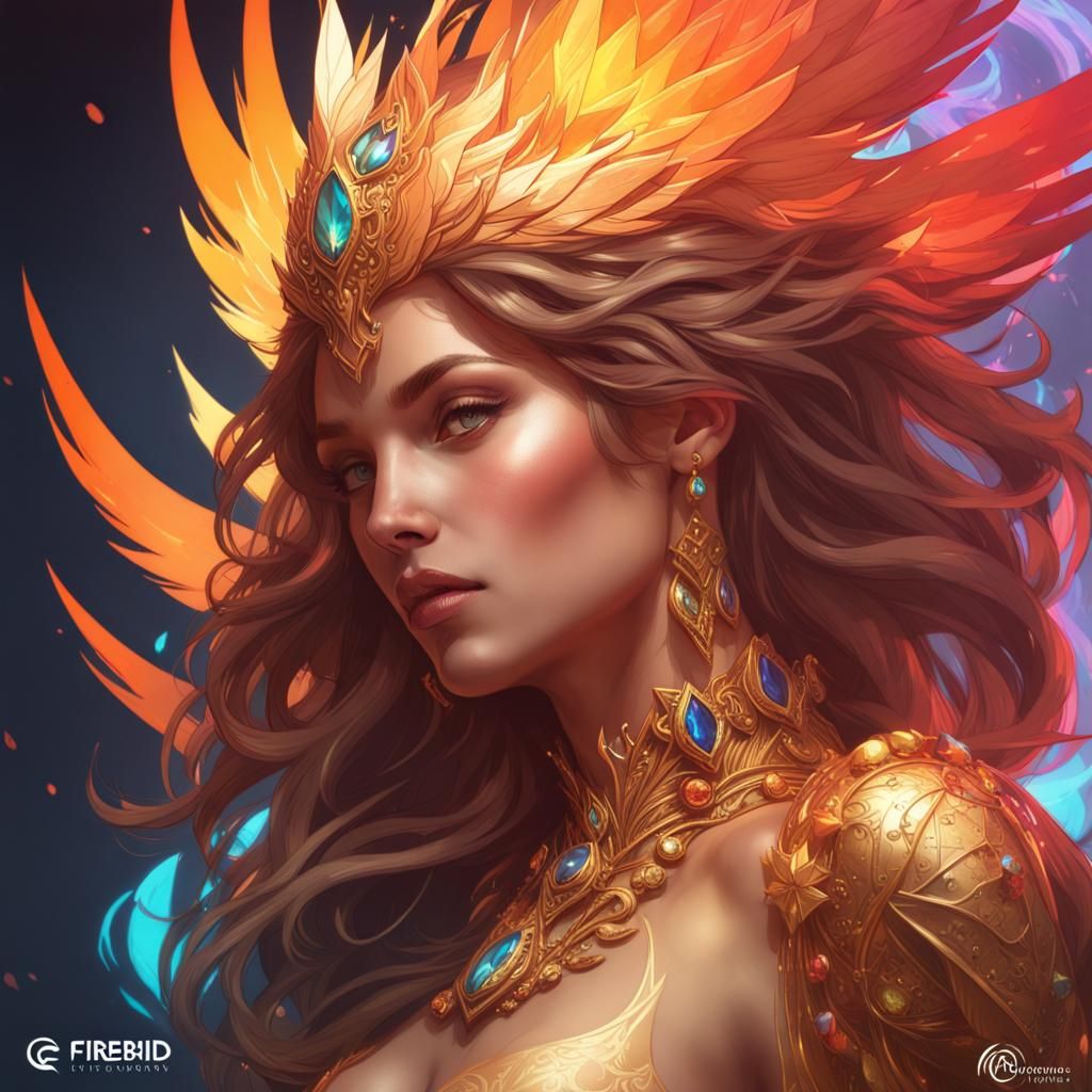 Firebird gold and gems , 8k resolution concept art portrait by Greg ...