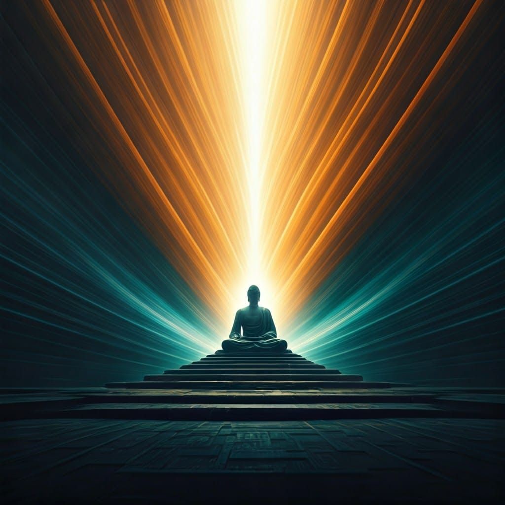 Majestic Mahayana Buddhist Landscape in Triadic Harmony