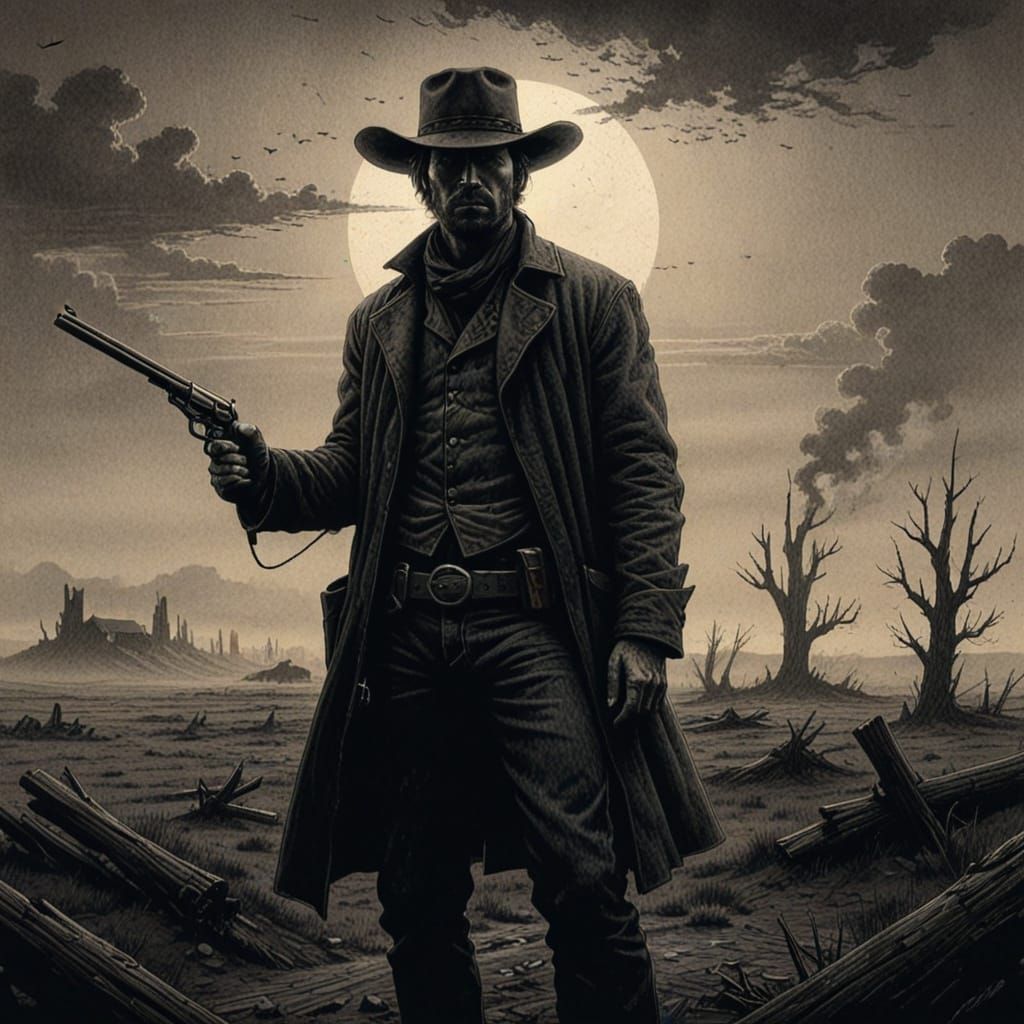 Cowboy in a wasteland  by @DFPC