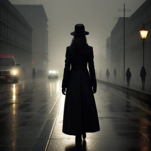Moody Cinematic Portrait of Woman in Mist