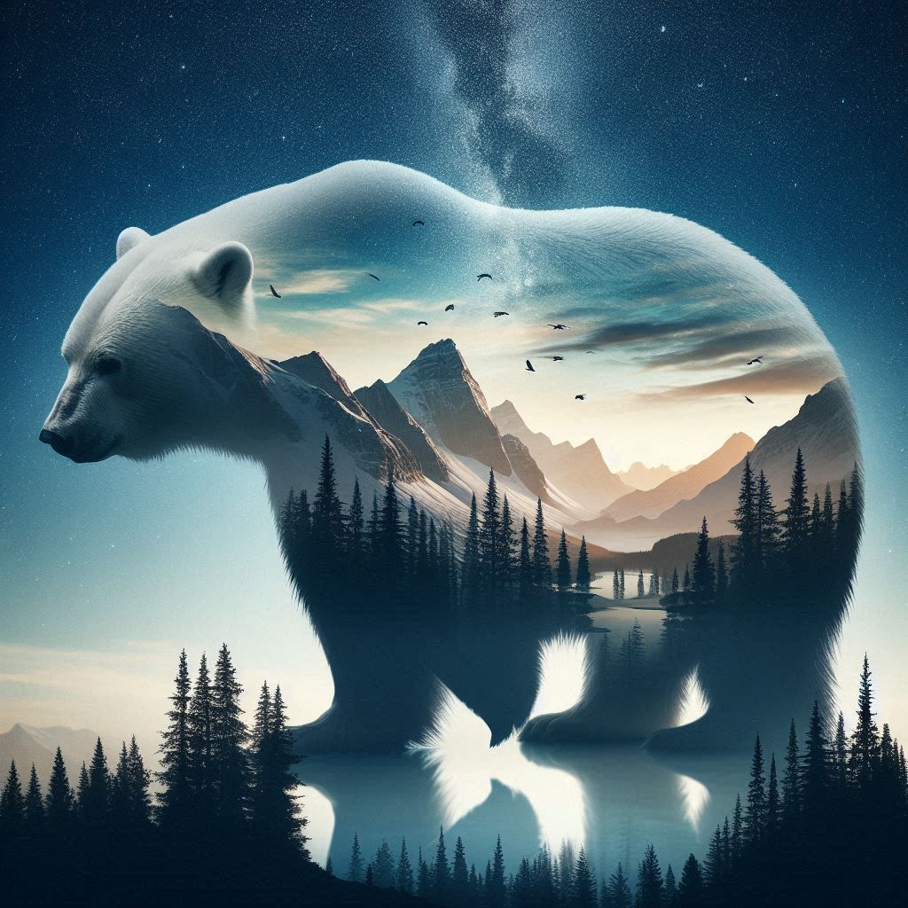 double exposure beautiful fantasy DALL-E 3 portrait landscape..