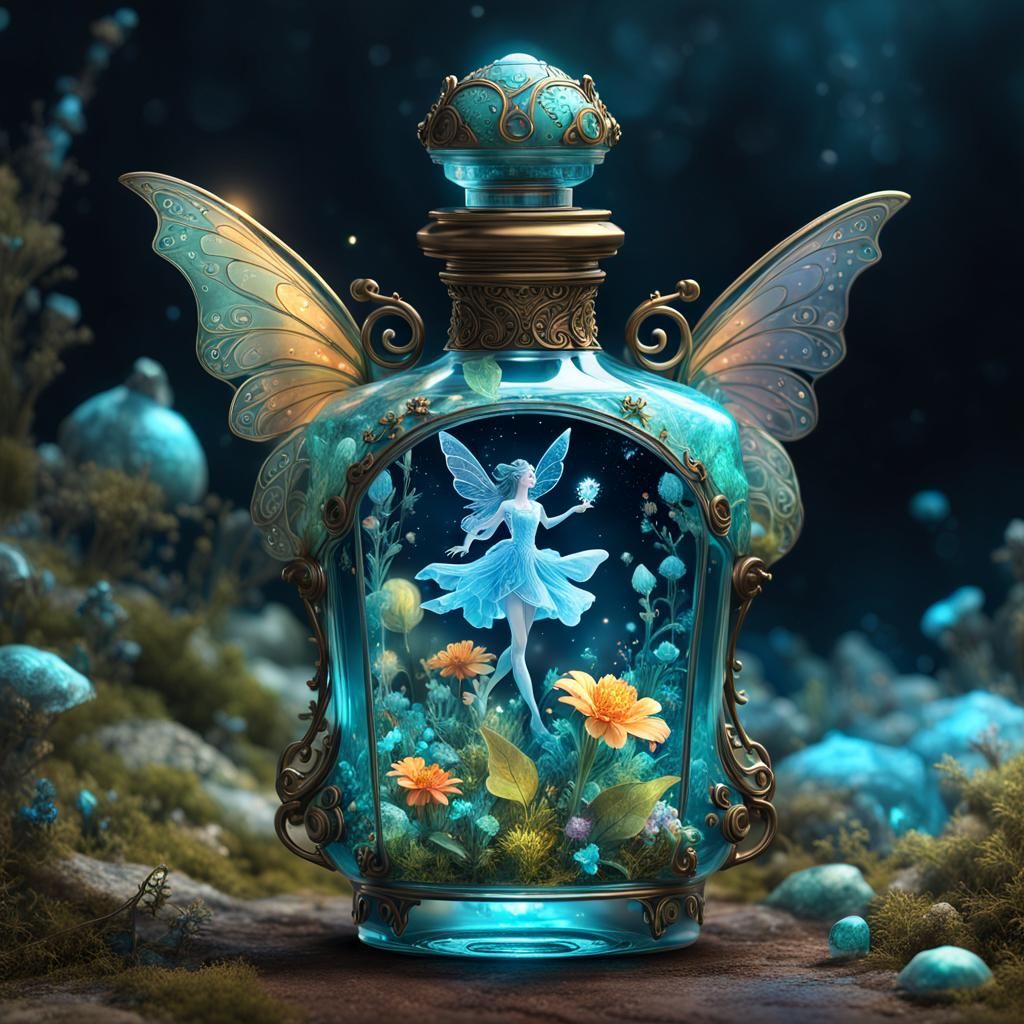 Bioluminescent Fairy Perfume Bottle in Fantasycore Style